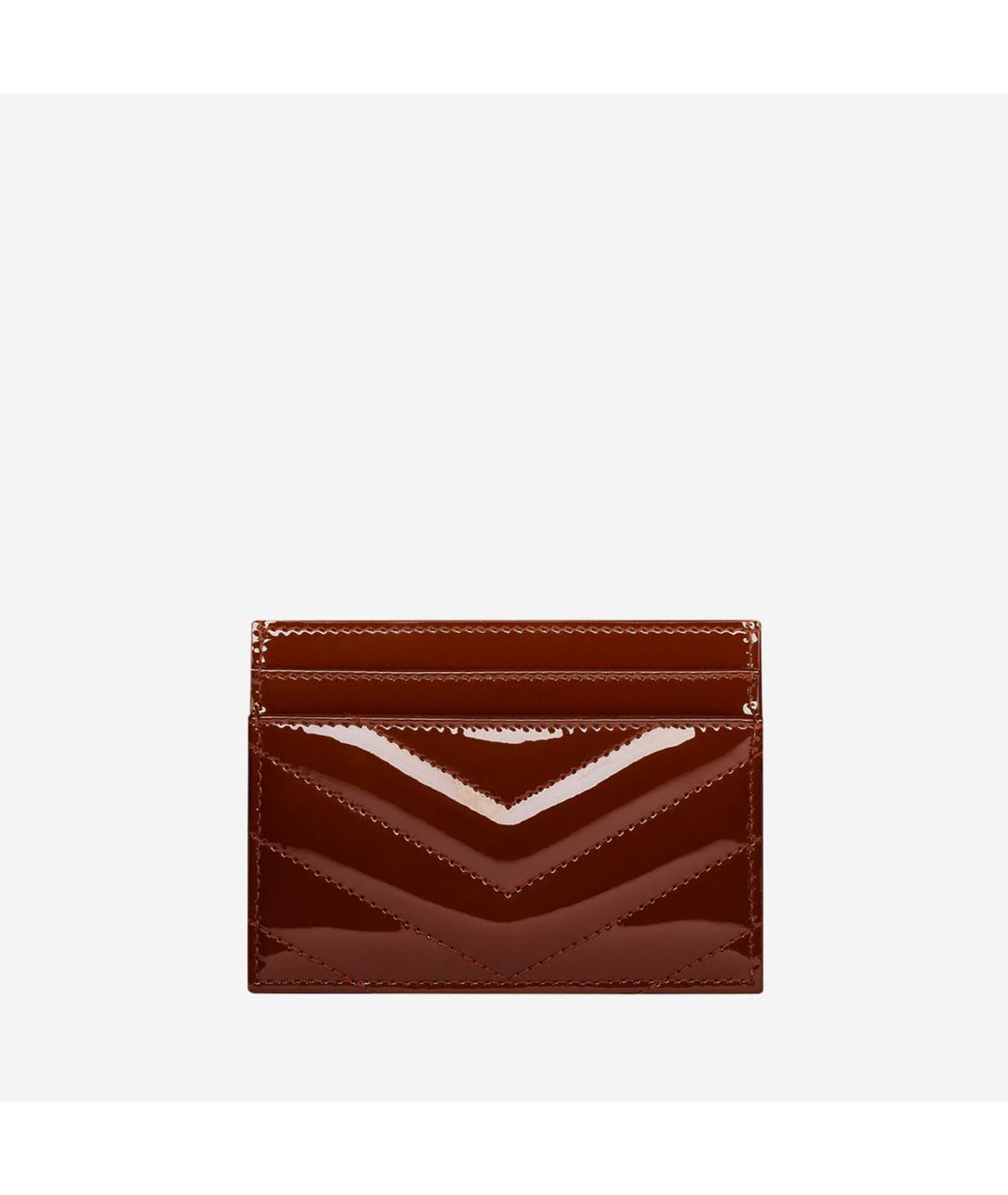 SAINT LAURENT Коричневый кожаный кардхолдер, фото 2