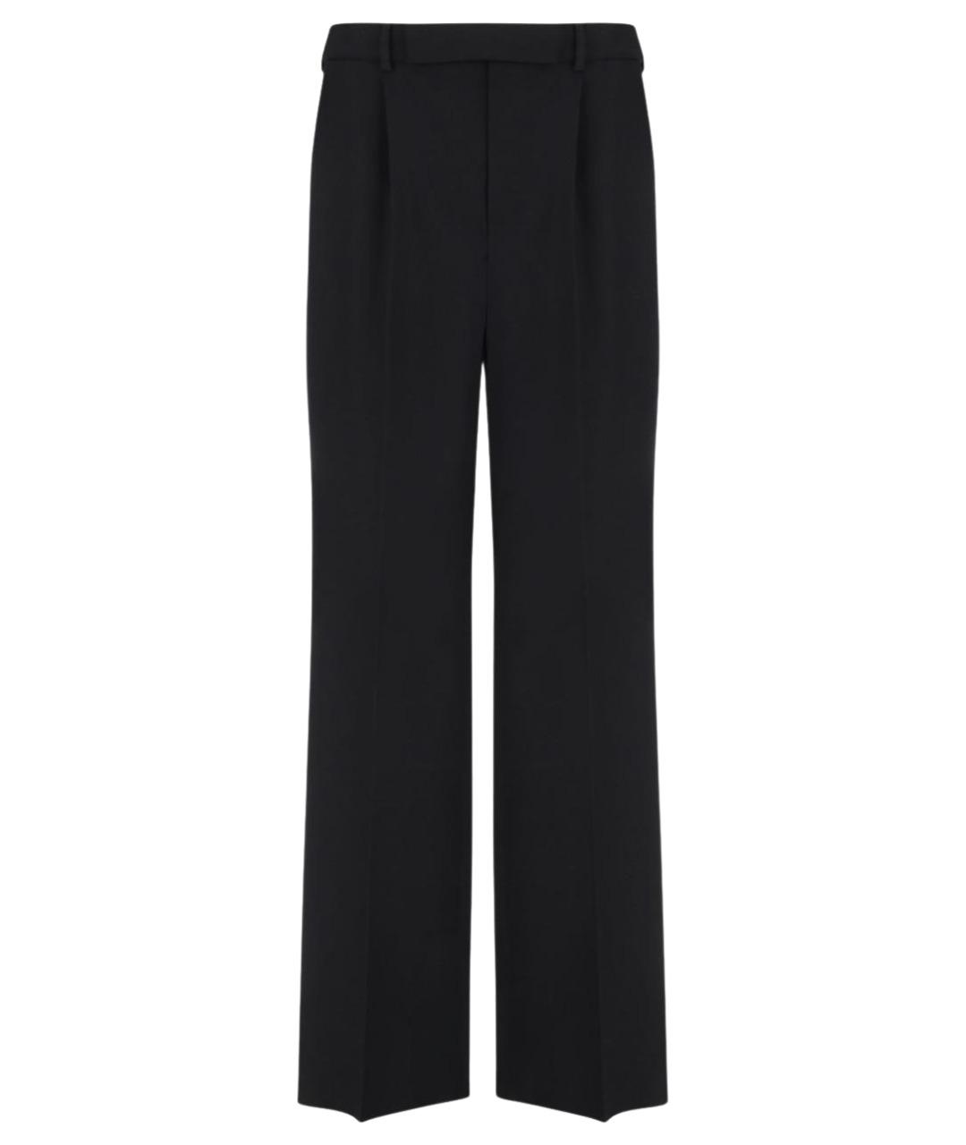 SAINT LAURENT Черные шерстяные прямые брюки, фото 1