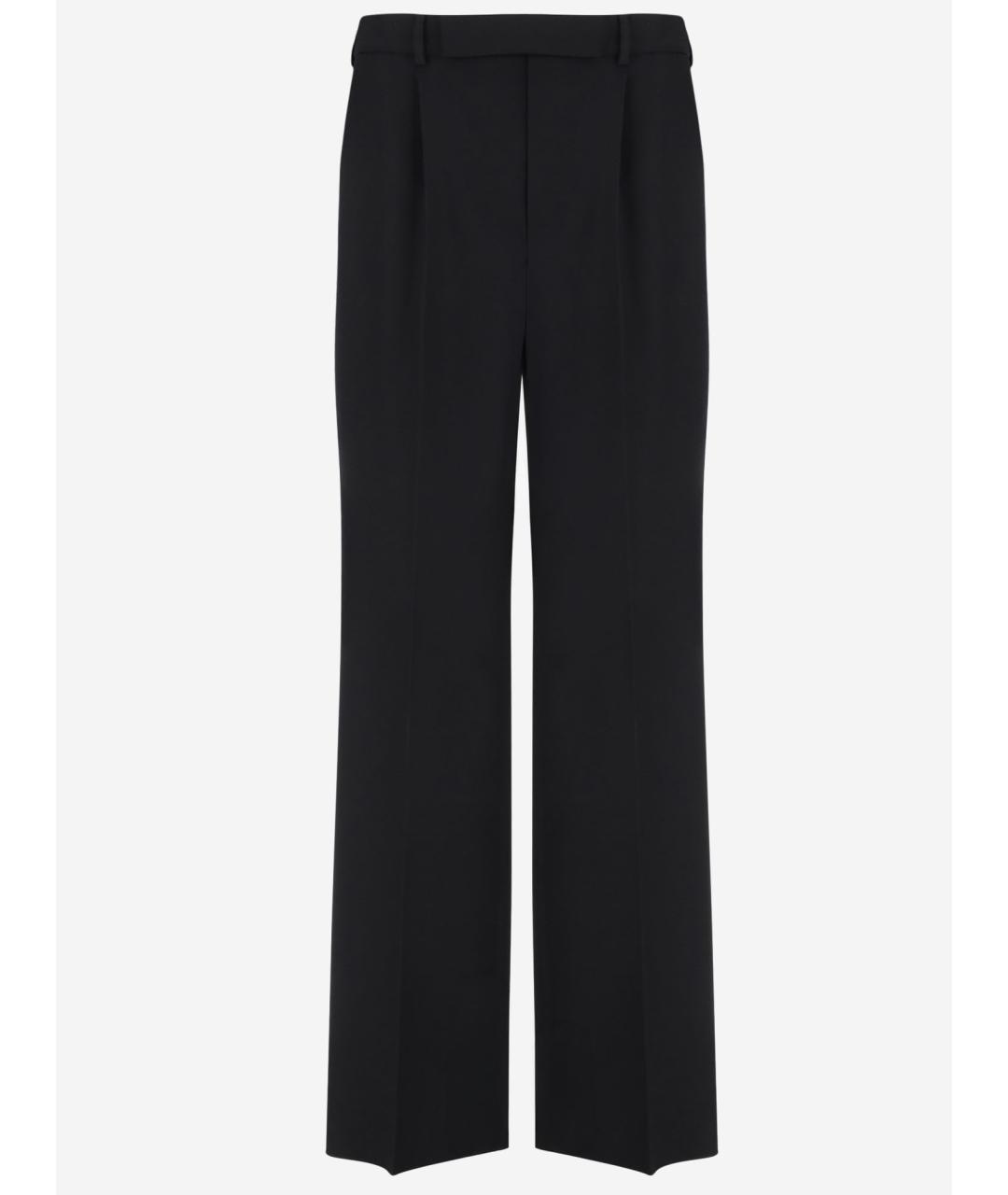 SAINT LAURENT Черные шерстяные прямые брюки, фото 4