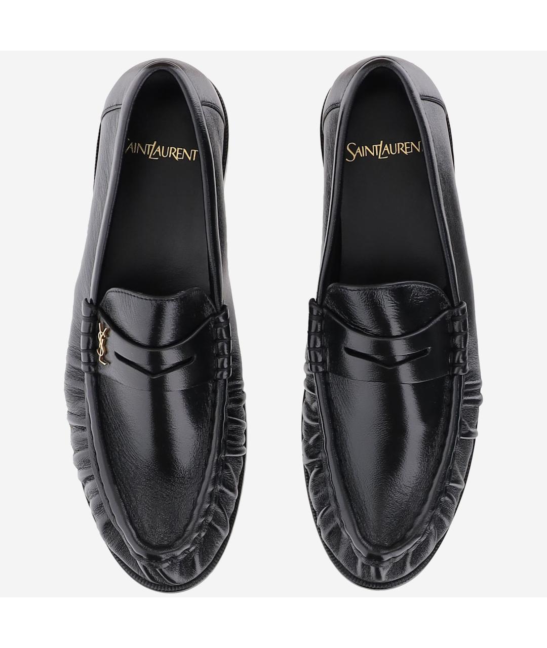 SAINT LAURENT Черные кожаные лоферы, фото 2