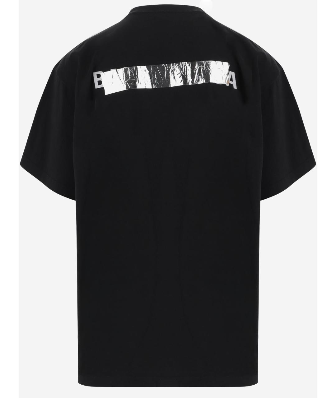 BALENCIAGA Черная хлопковая футболка, фото 2