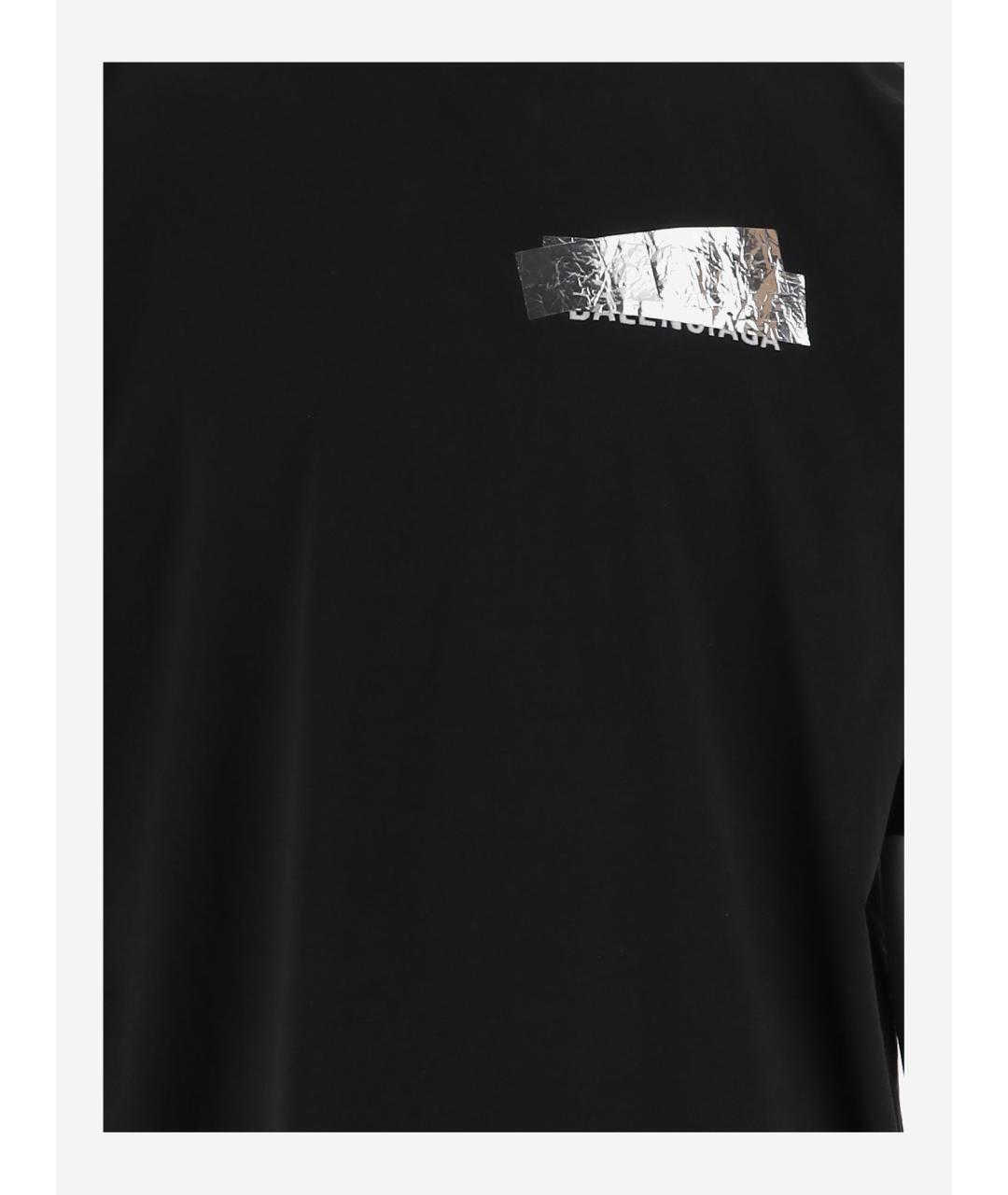 BALENCIAGA Черная хлопковая футболка, фото 3