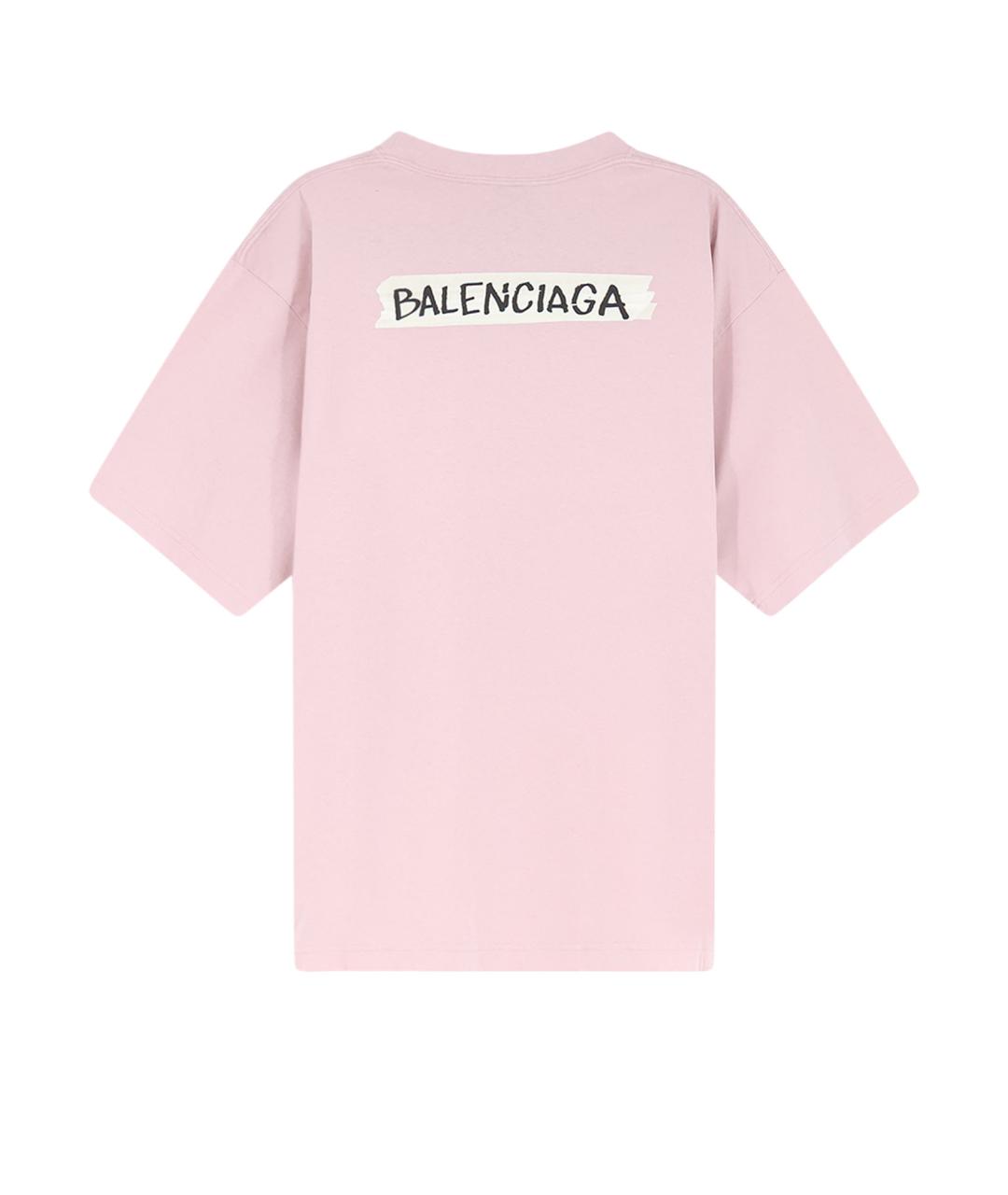 BALENCIAGA Розовая хлопковая футболка, фото 2