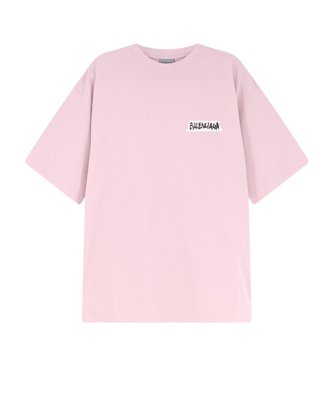 BALENCIAGA Розовая хлопковая футболка, фото 1
