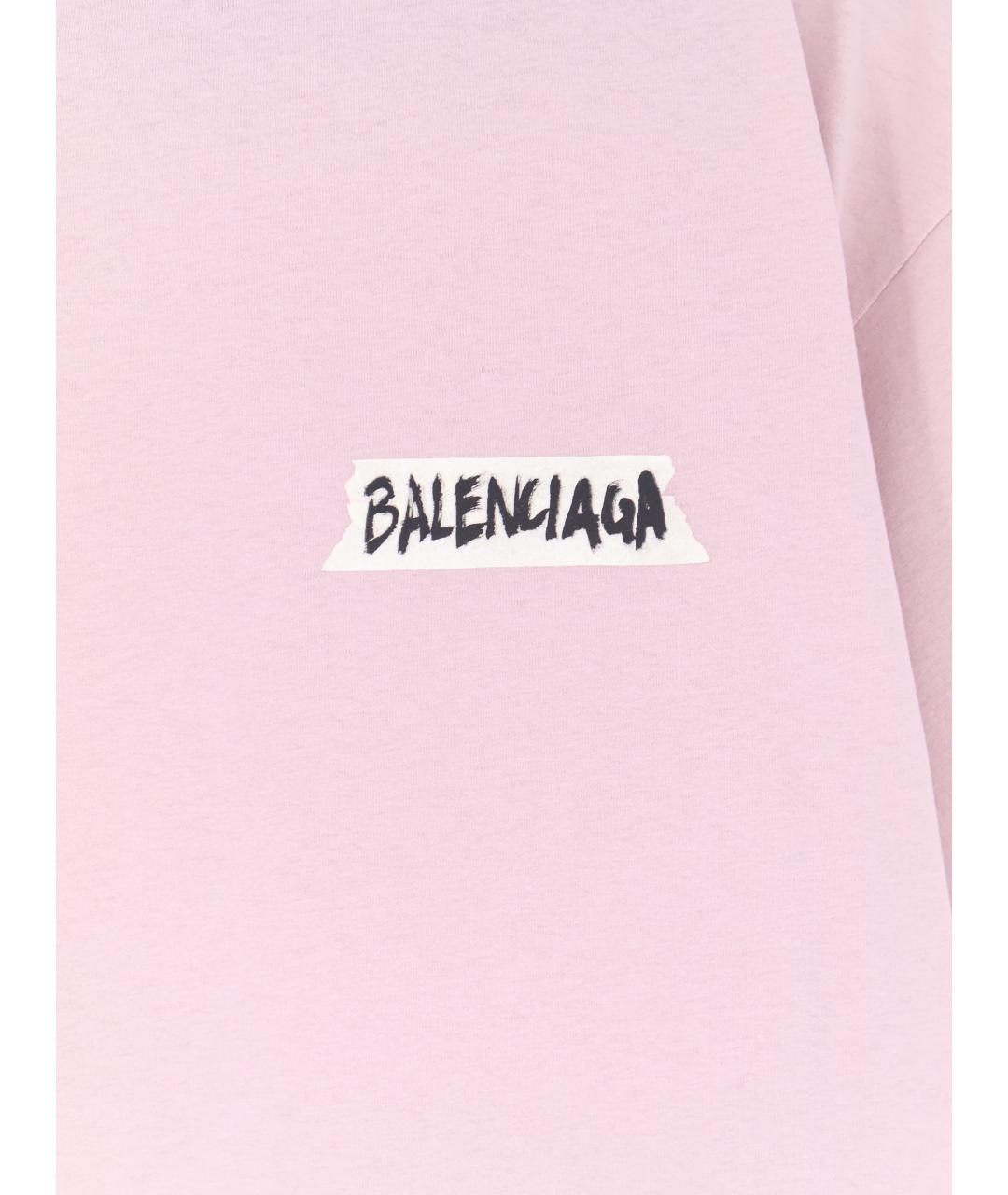 BALENCIAGA Розовая хлопковая футболка, фото 3