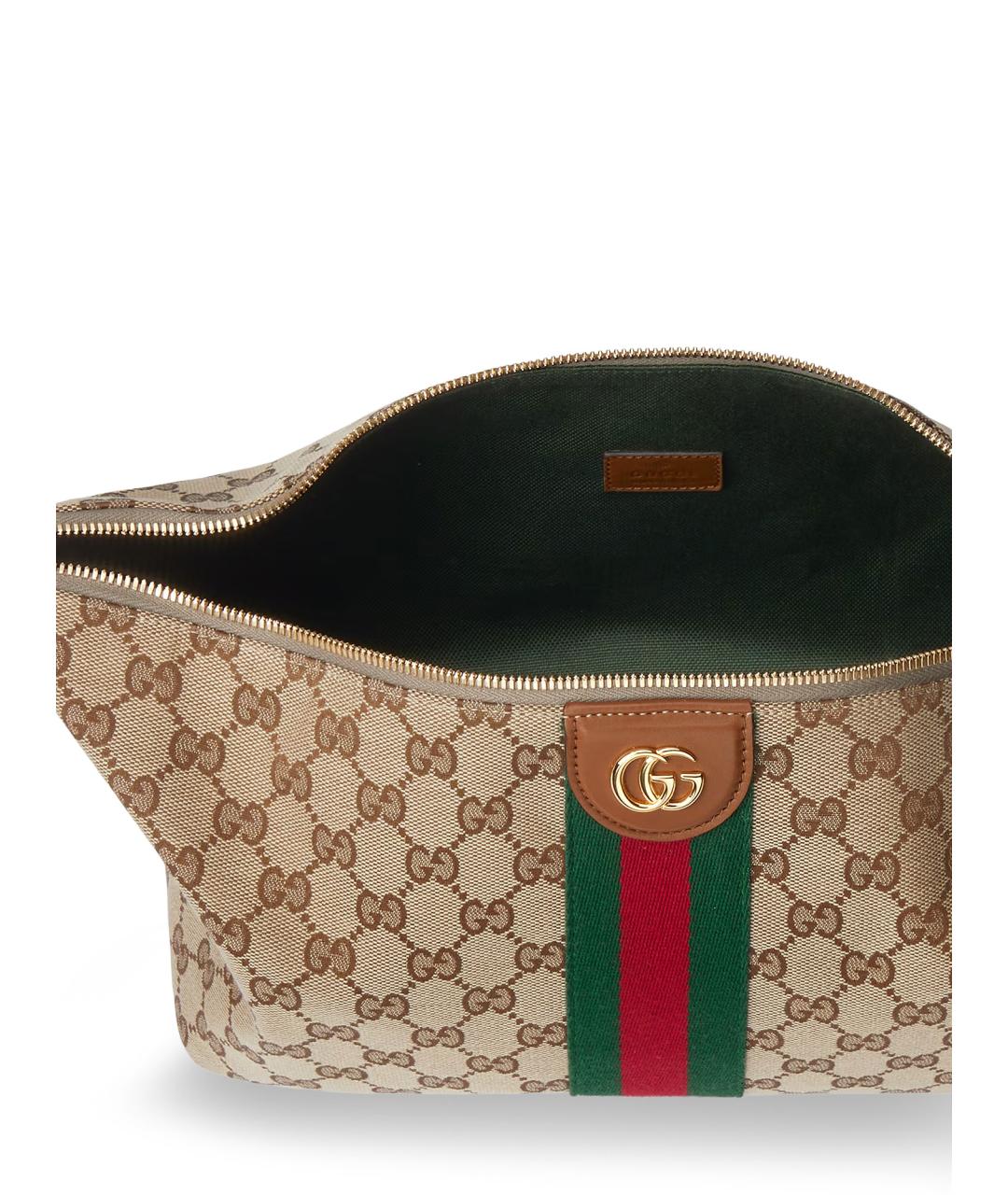 GUCCI Бежевая сумка с короткими ручками из канвы, фото 4