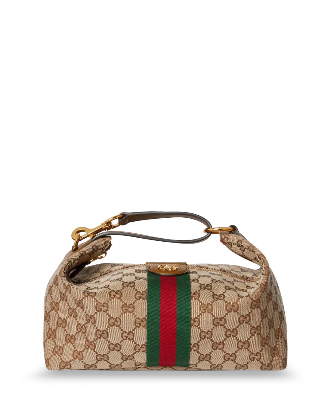GUCCI Бежевая сумка с короткими ручками из канвы, фото 1