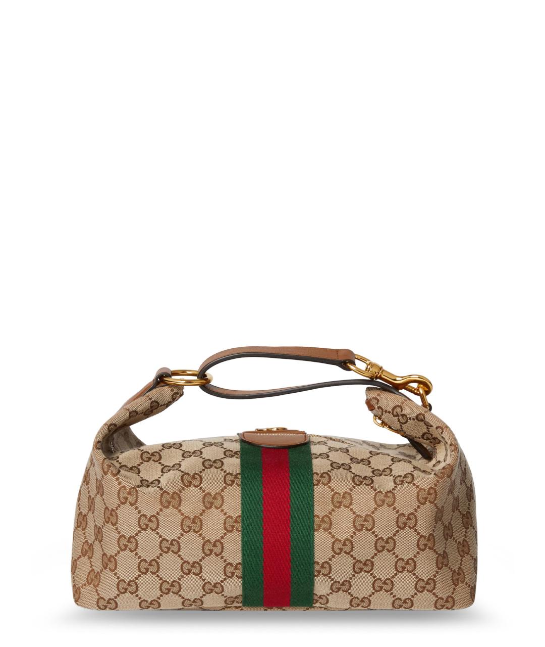 GUCCI Бежевая сумка с короткими ручками из канвы, фото 2