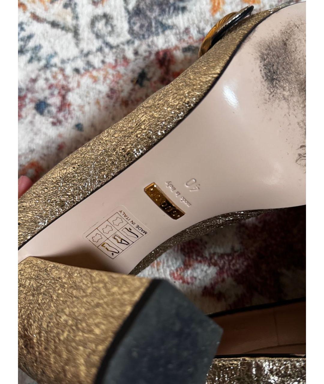 GUCCI Золотые кожаные туфли, фото 8