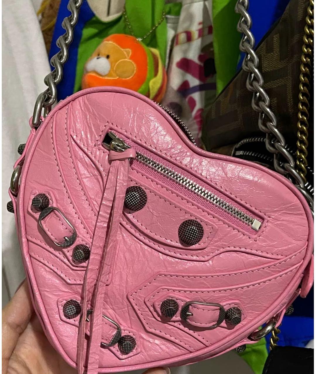 BALENCIAGA Розовая кожаная сумка через плечо, фото 4