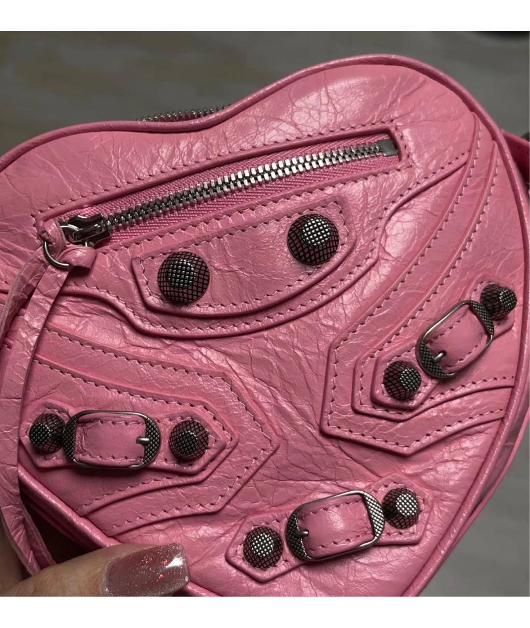 BALENCIAGA Розовая кожаная сумка через плечо, фото 3