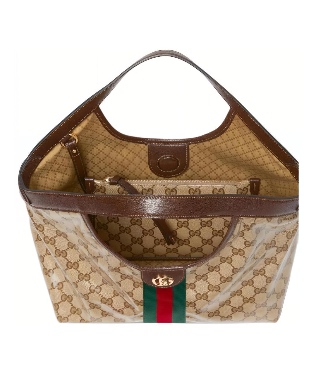 GUCCI Бежевая сумка через плечо из канвы, фото 5