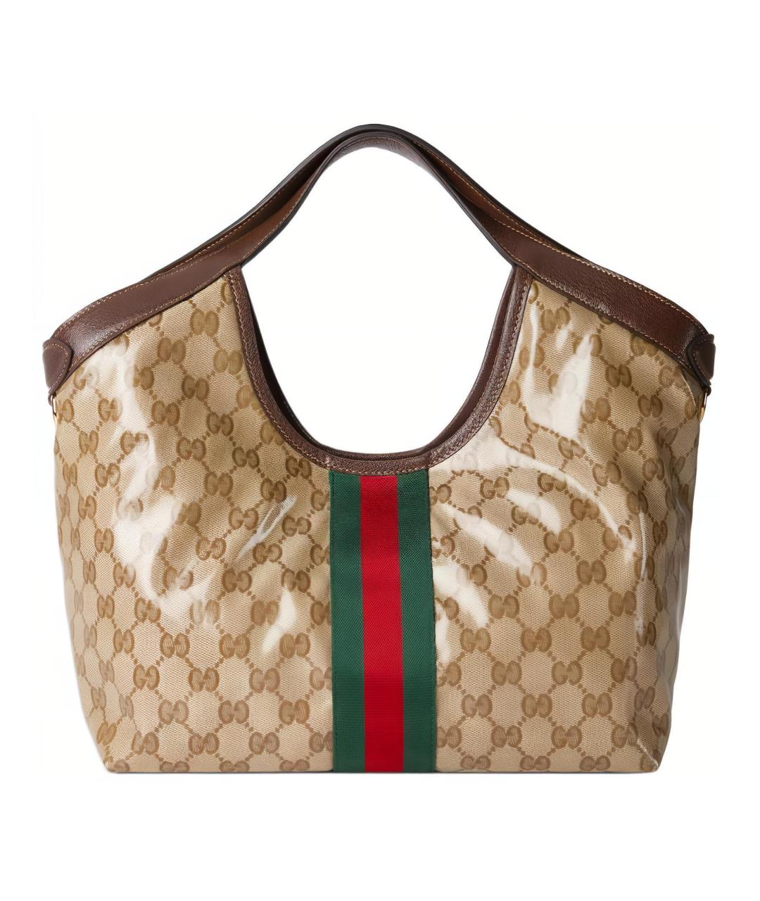 GUCCI Бежевая сумка через плечо из канвы, фото 4