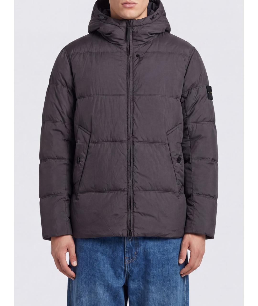 STONE ISLAND Антрацитовый полиамидовый пуховик, фото 2