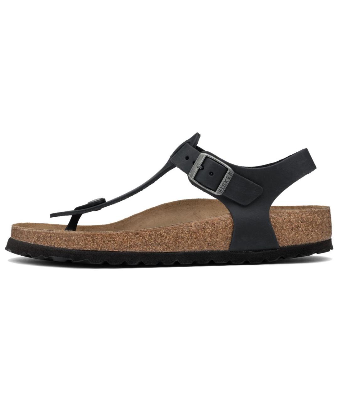 BIRKENSTOCK Черные кожаные шлепанцы, фото 5