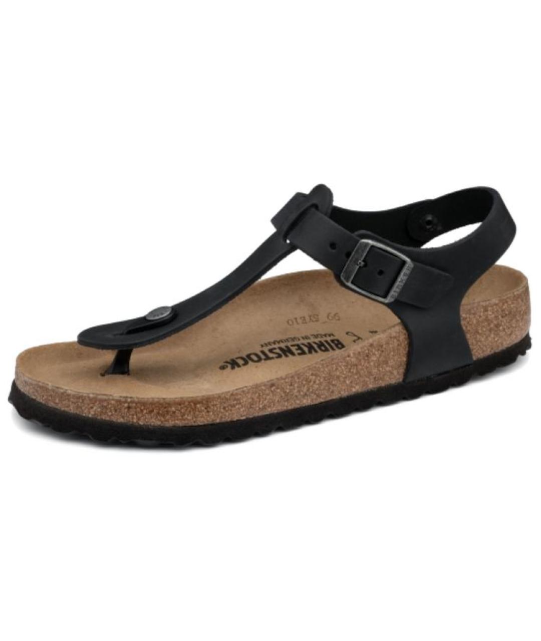 BIRKENSTOCK Черные кожаные шлепанцы, фото 2