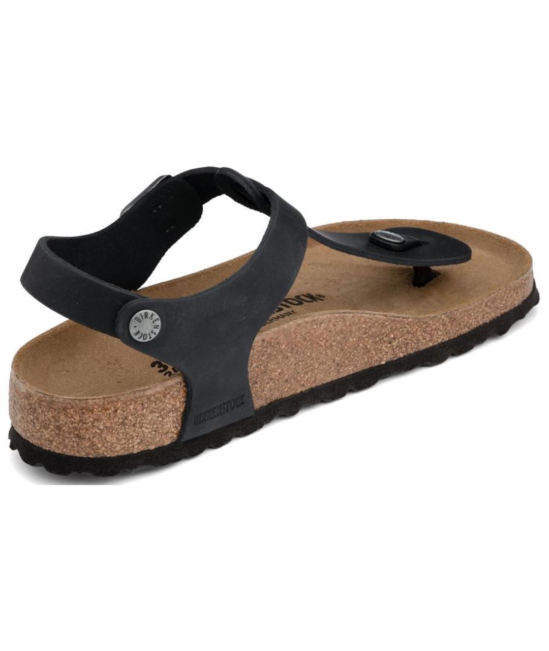 BIRKENSTOCK Черные кожаные шлепанцы, фото 4