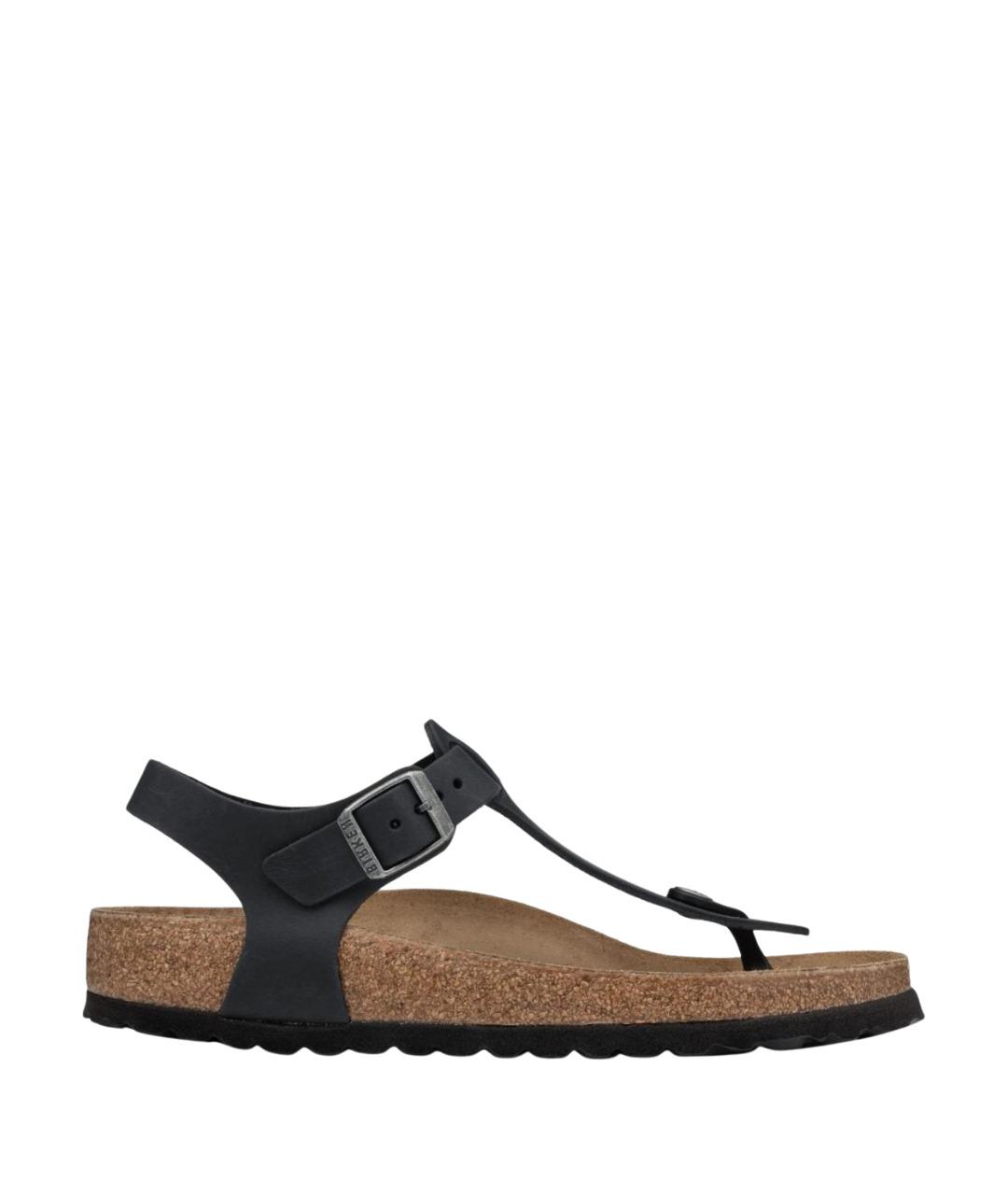 BIRKENSTOCK Черные кожаные шлепанцы, фото 1