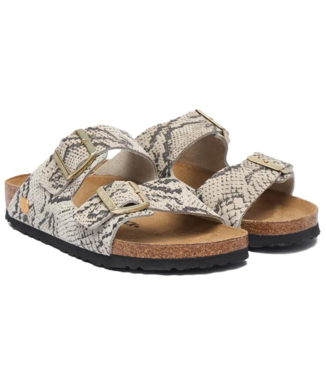 BIRKENSTOCK Бежевые кожаные сандалии, фото 3