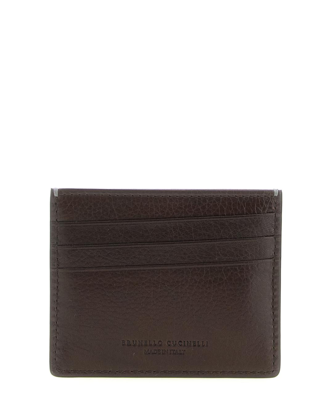 BRUNELLO CUCINELLI Коричневый кожаный кардхолдер, фото 2