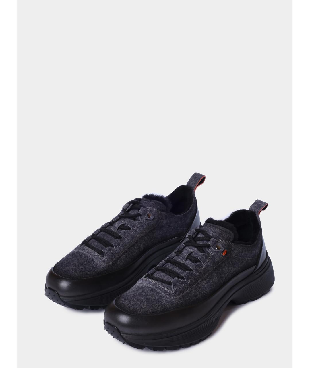 SANTONI Серые текстильные низкие кроссовки / кеды, фото 2
