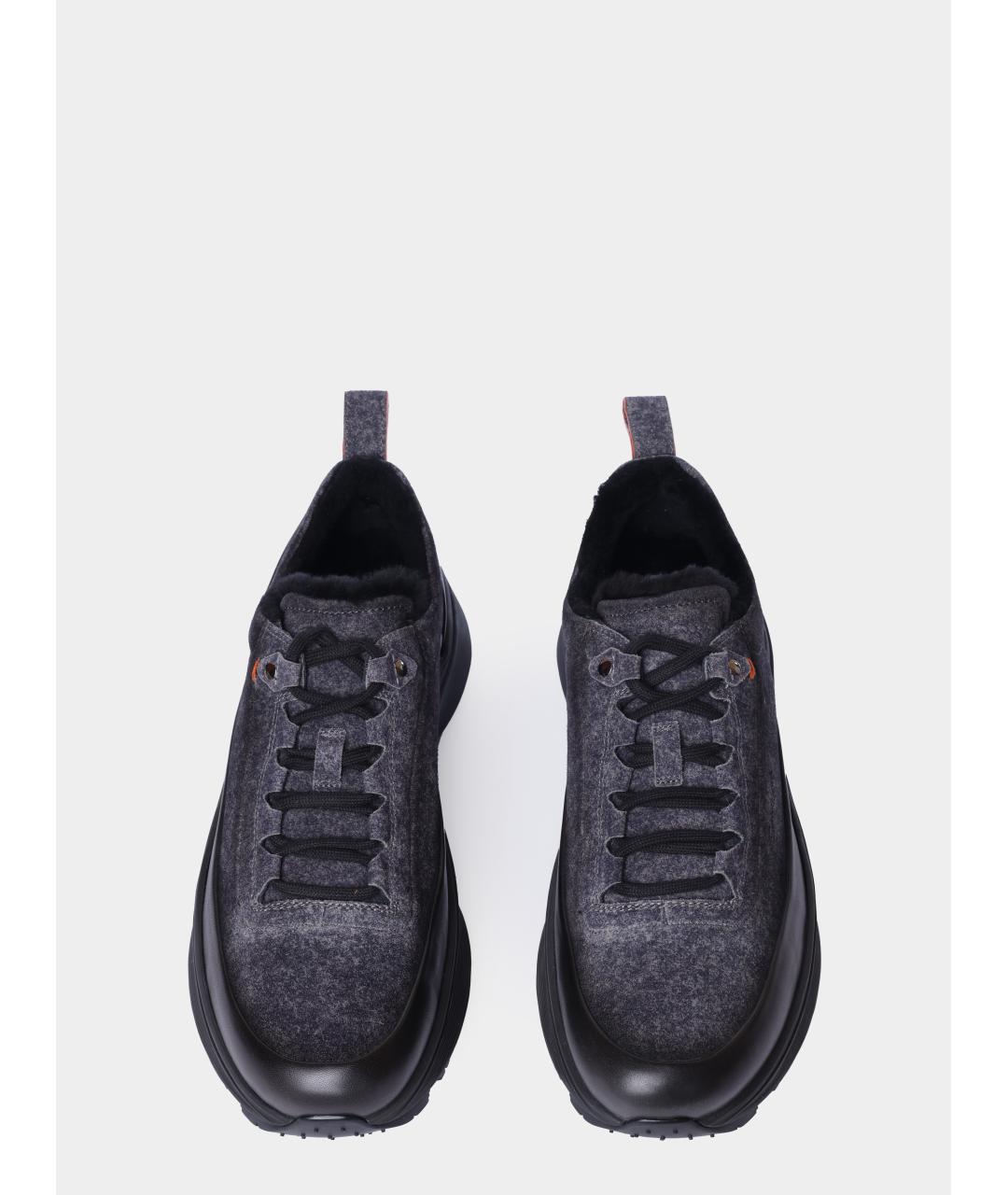 SANTONI Серые текстильные низкие кроссовки / кеды, фото 5