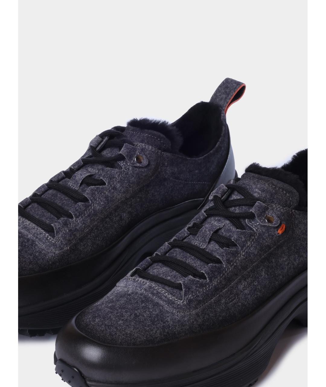 SANTONI Серые текстильные низкие кроссовки / кеды, фото 3