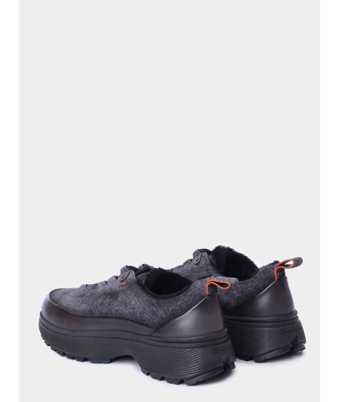 SANTONI Серые текстильные низкие кроссовки / кеды, фото 6