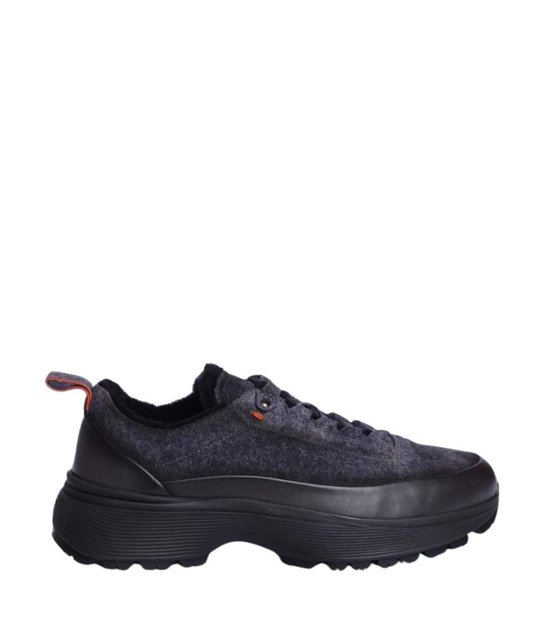 SANTONI Серые текстильные низкие кроссовки / кеды, фото 1