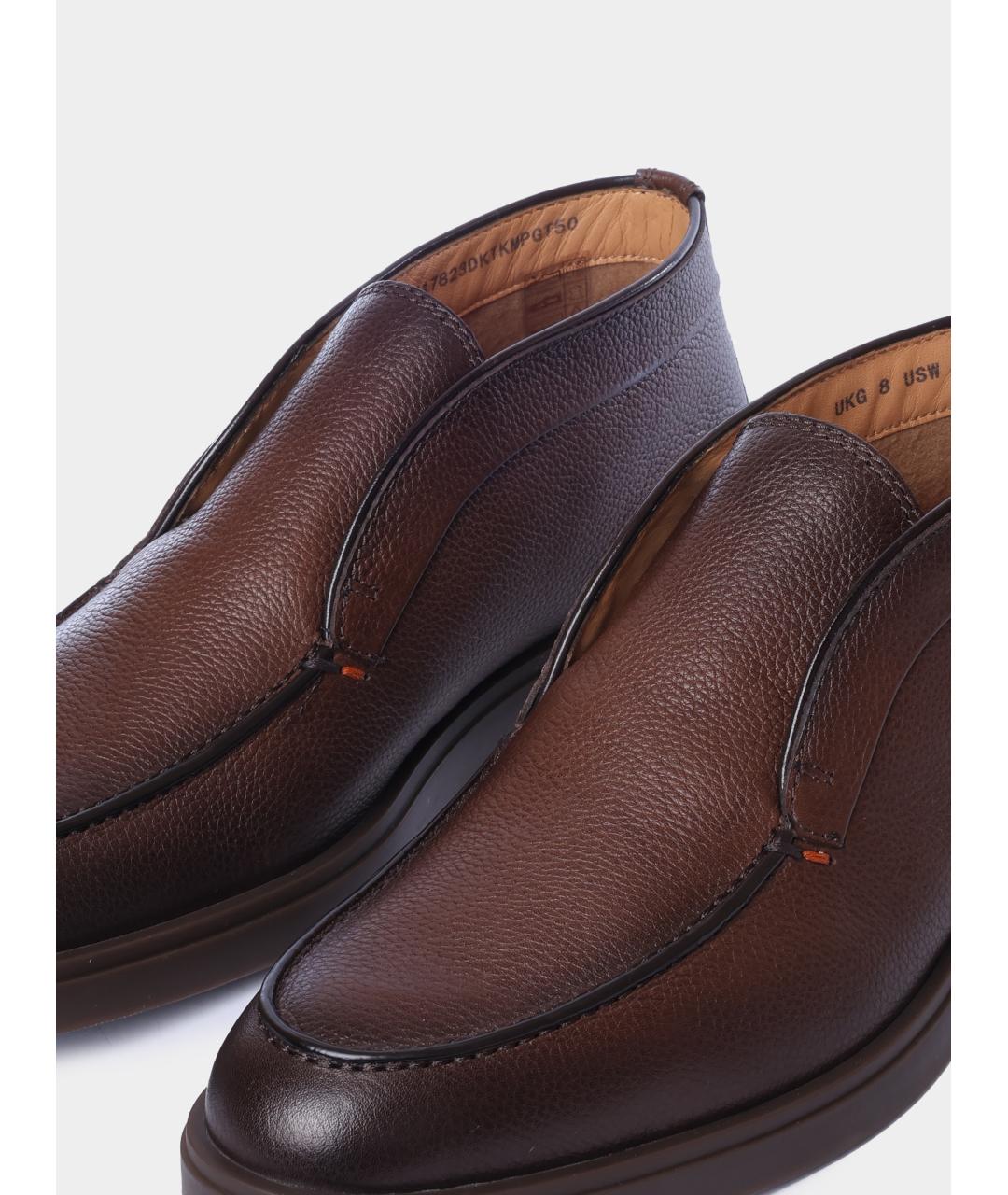 SANTONI Коричневые кожаные низкие ботинки, фото 3