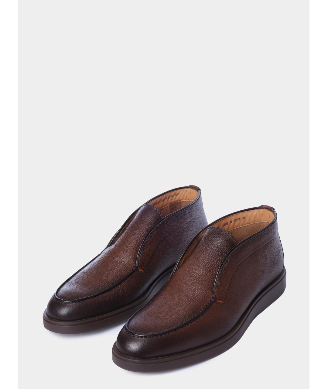 SANTONI Коричневые кожаные низкие ботинки, фото 2