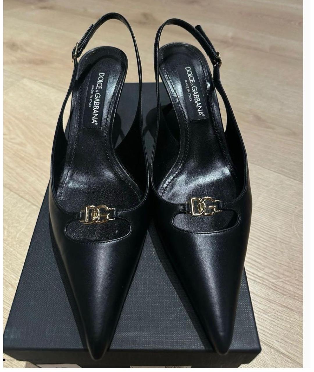DOLCE&GABBANA Черные кожаные босоножки, фото 2