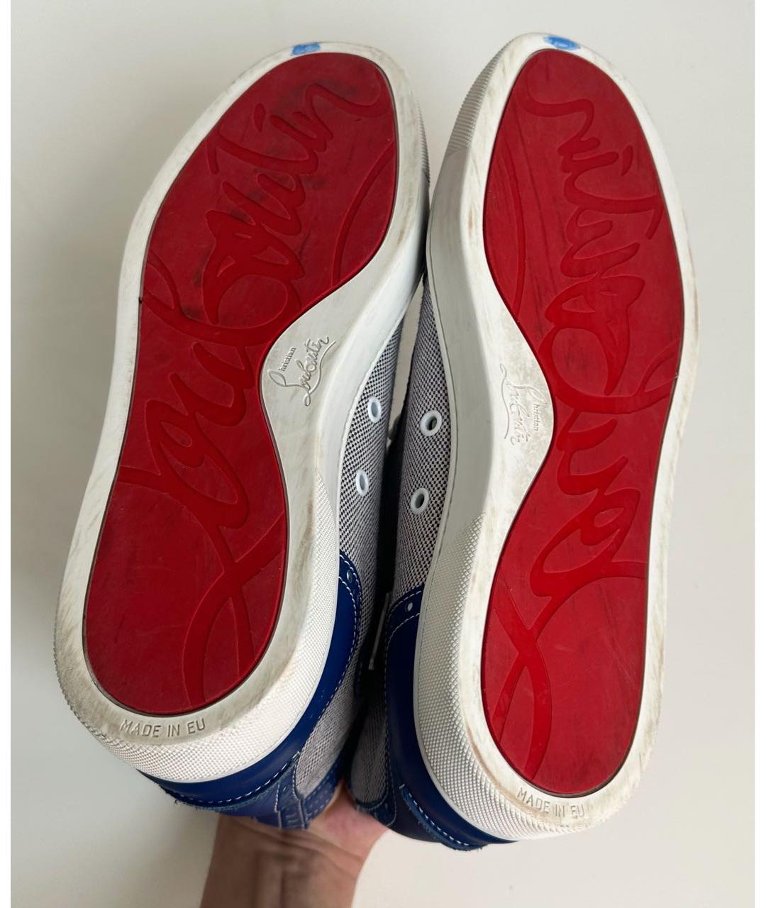 CHRISTIAN LOUBOUTIN Синие кожаные высокие кроссовки / кеды, фото 8