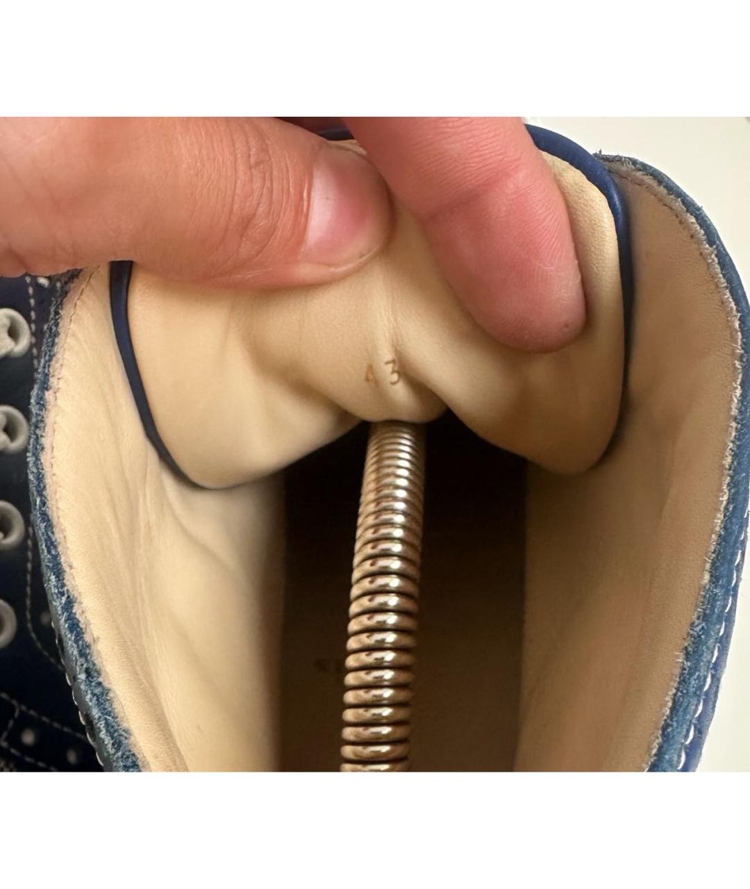 CHRISTIAN LOUBOUTIN Синие кожаные высокие кроссовки / кеды, фото 6