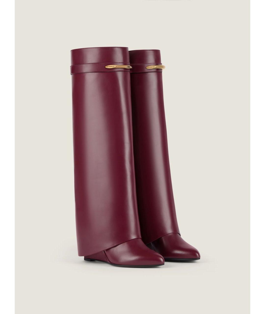 GIVENCHY Бордовые кожаные сапоги, фото 2