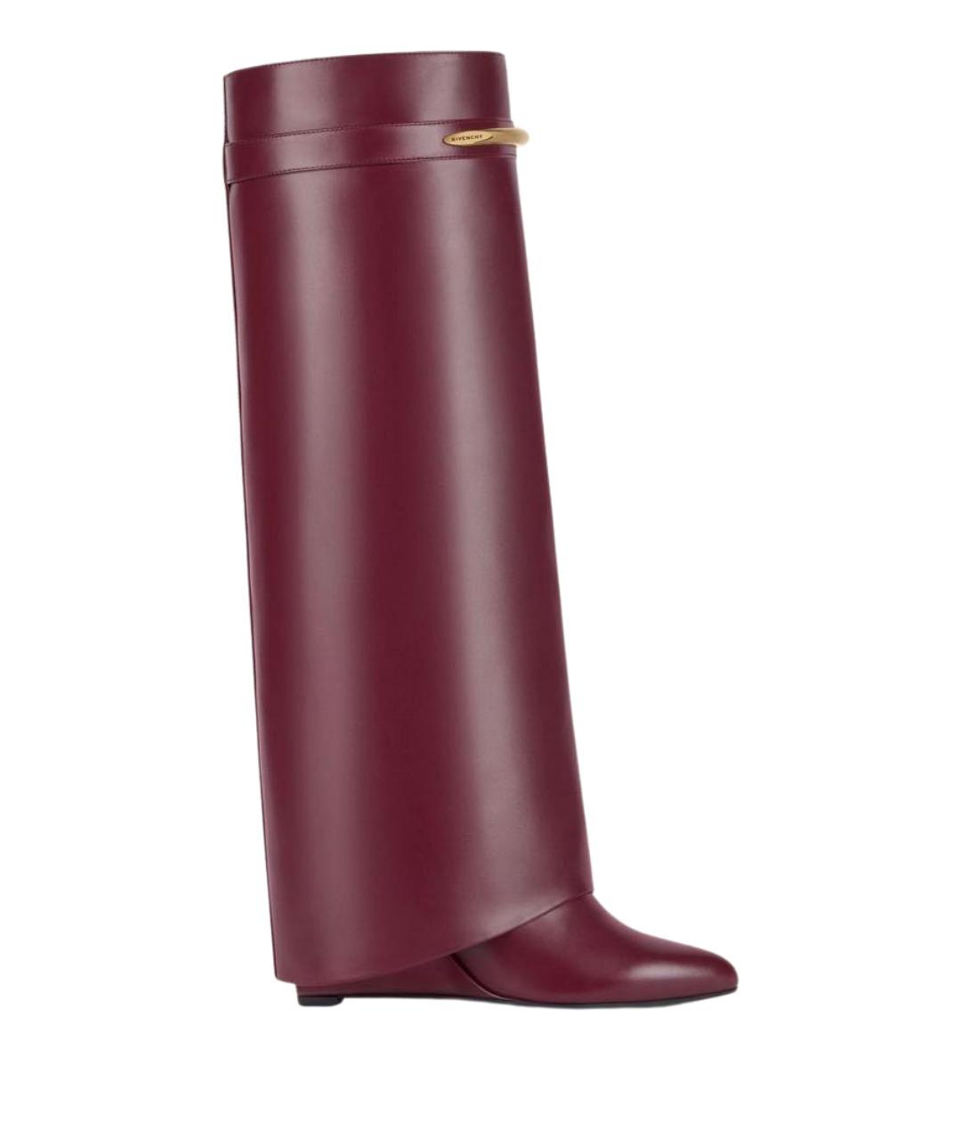 GIVENCHY Бордовые кожаные сапоги, фото 1