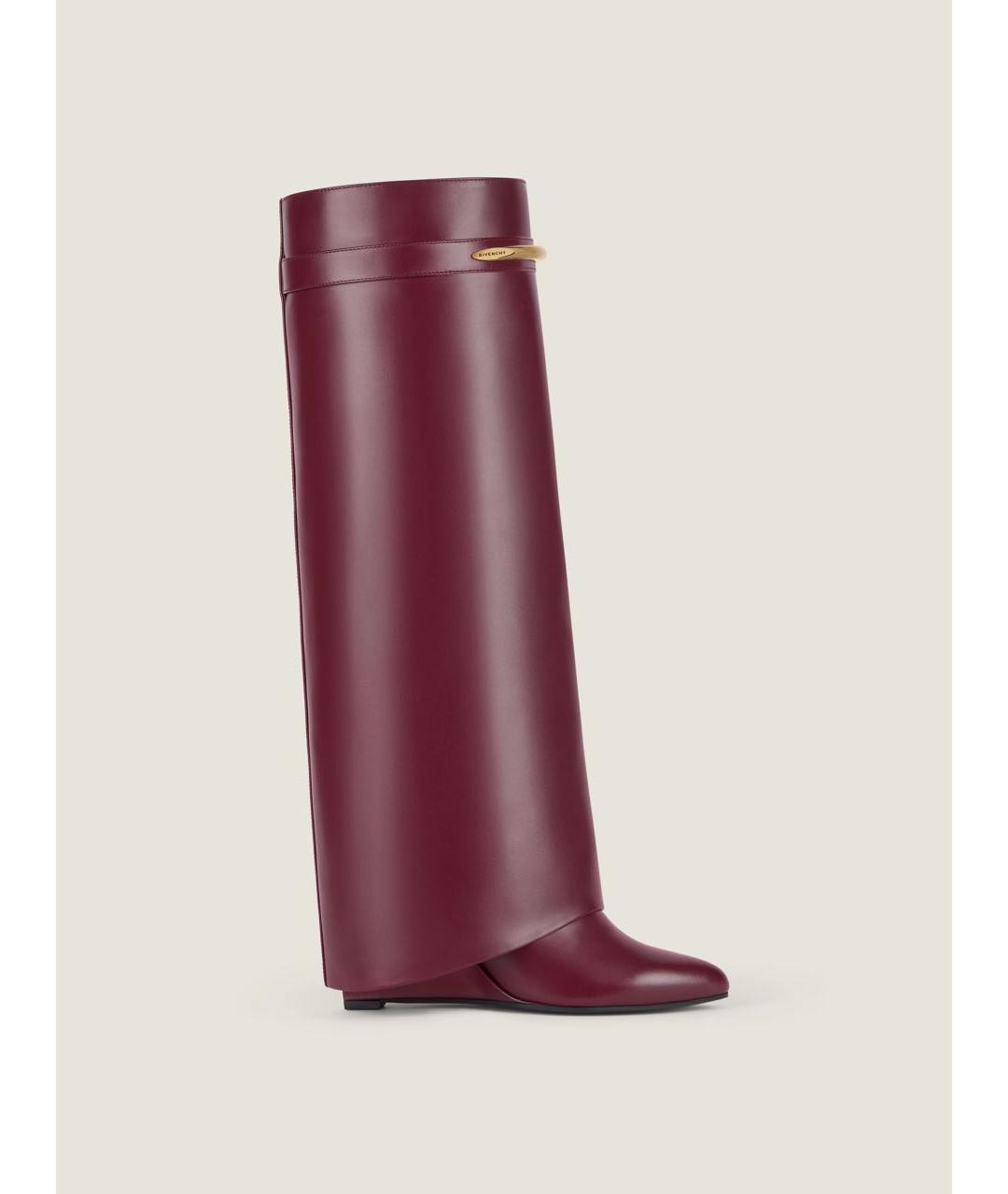 GIVENCHY Бордовые кожаные сапоги, фото 5