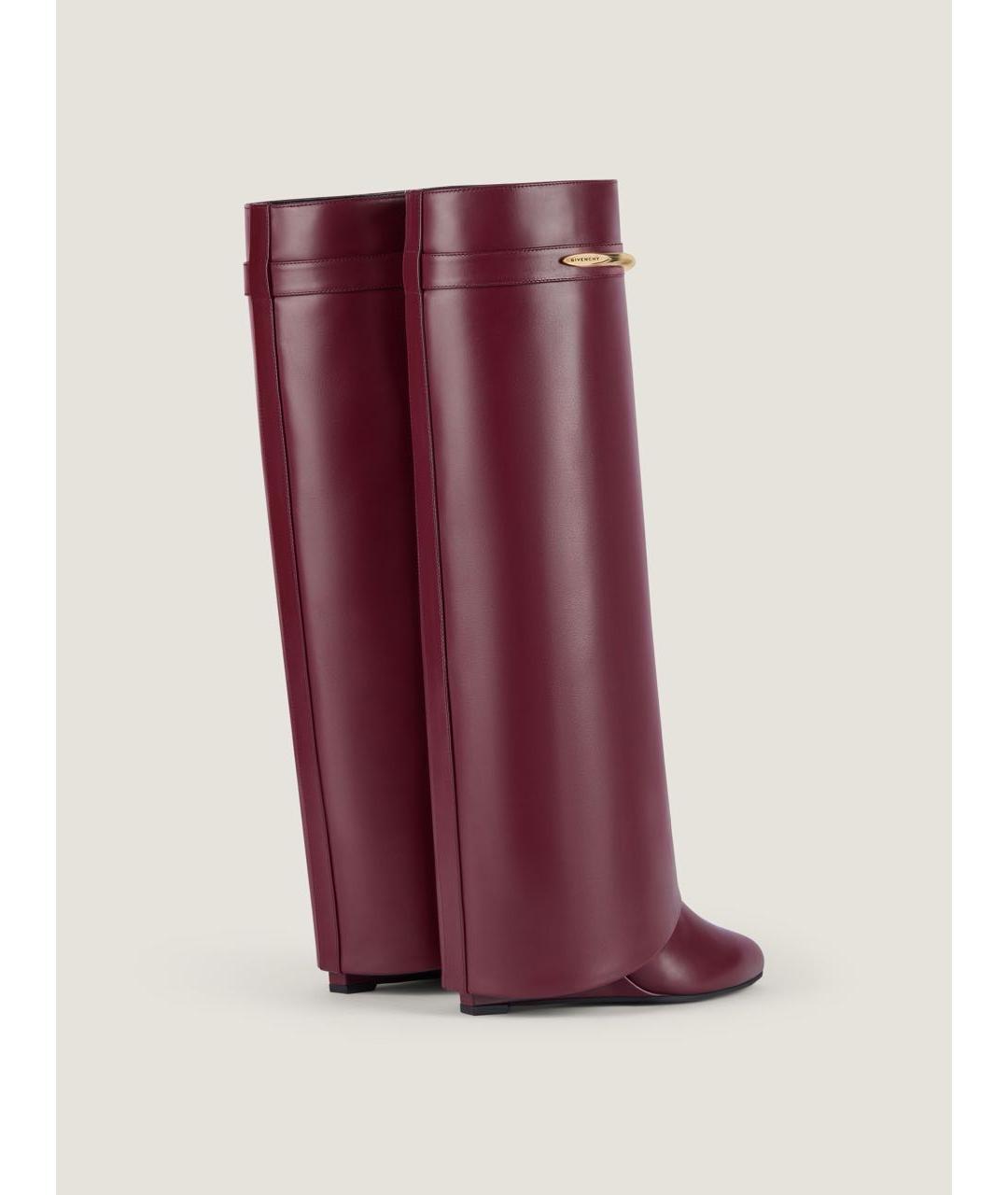 GIVENCHY Бордовые кожаные сапоги, фото 4