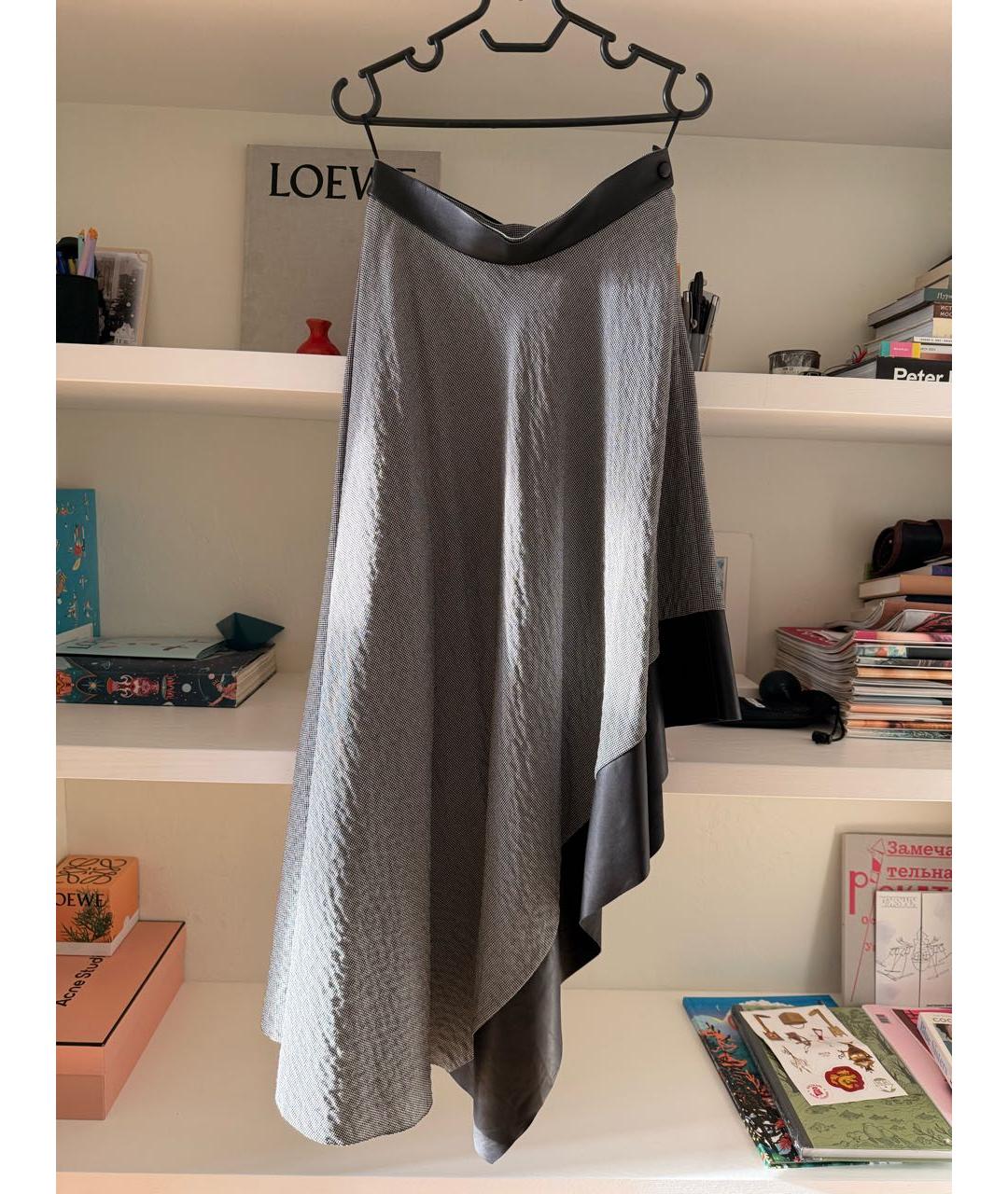 LOEWE Черная кожаная юбка макси, фото 2