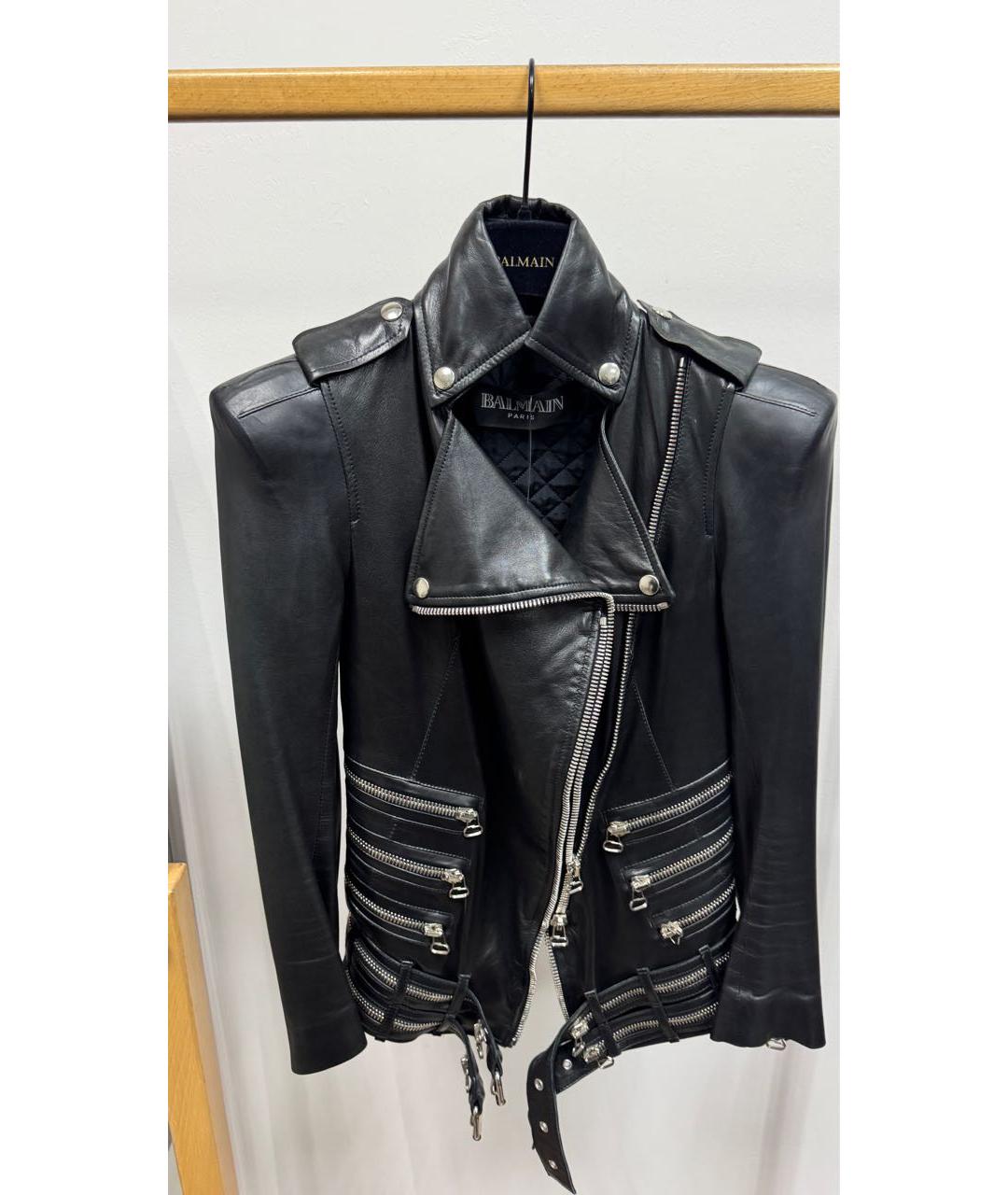 BALMAIN Черная кожаная куртка, фото 2