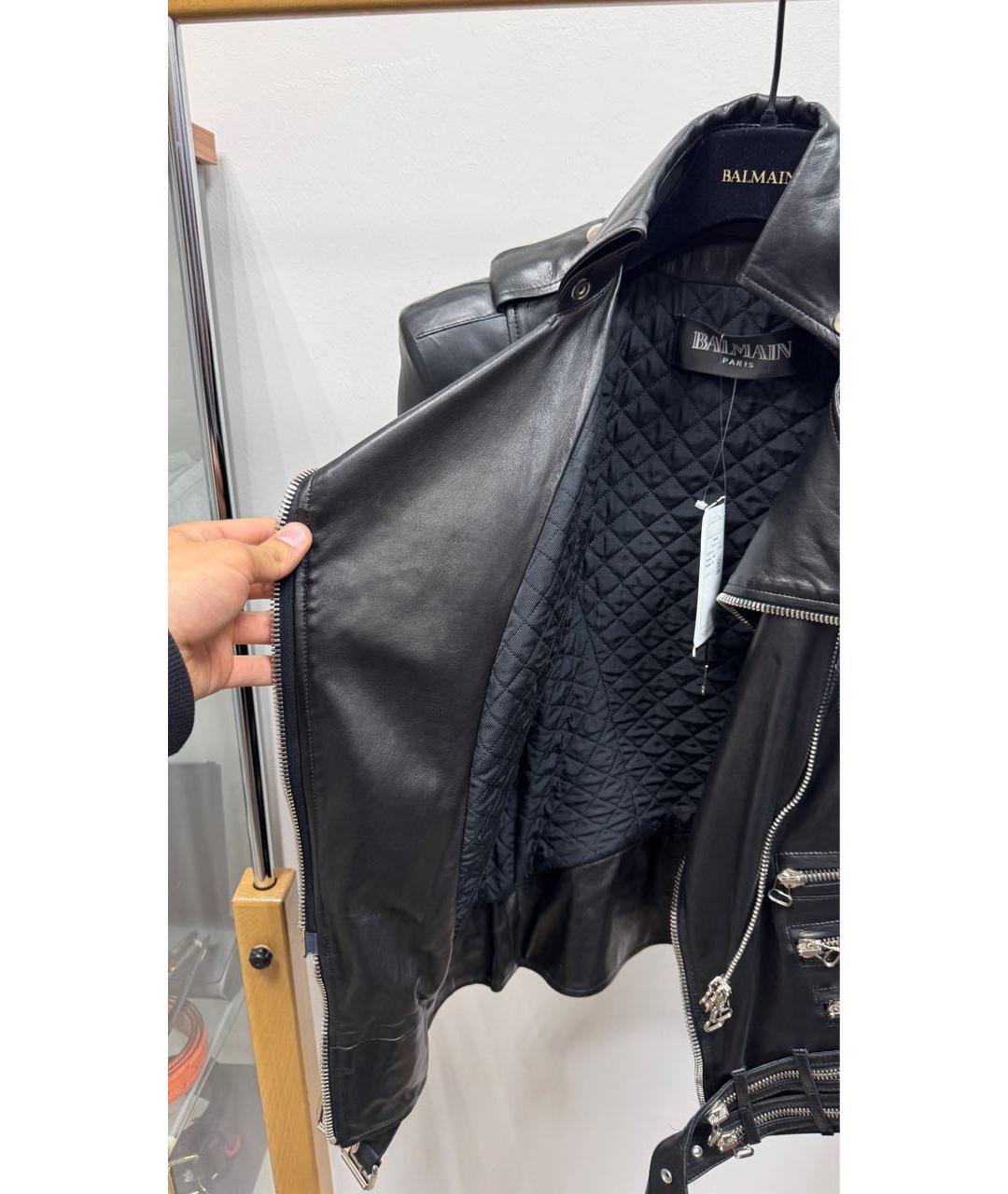 BALMAIN Черная кожаная куртка, фото 3