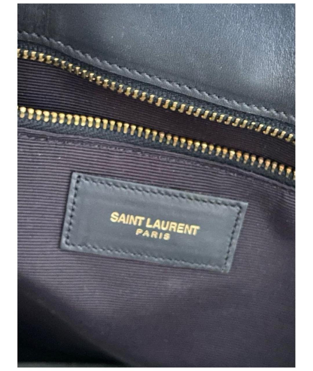 SAINT LAURENT Темно-синяя кожаная сумка тоут, фото 4