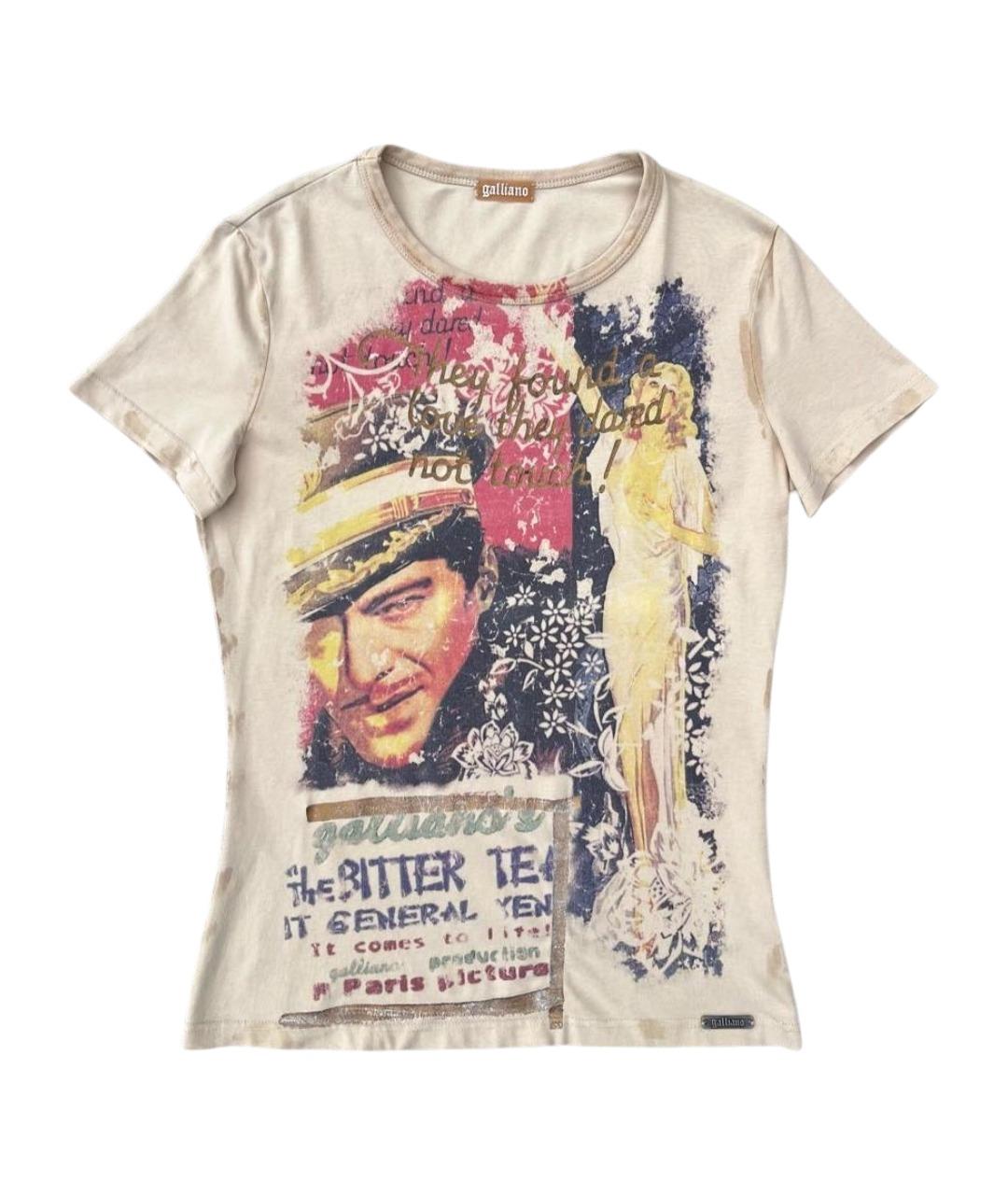 JOHN GALLIANO Бежевая хлопковая футболка, фото 1