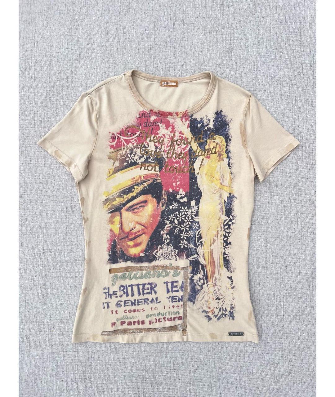 JOHN GALLIANO Бежевая хлопковая футболка, фото 9