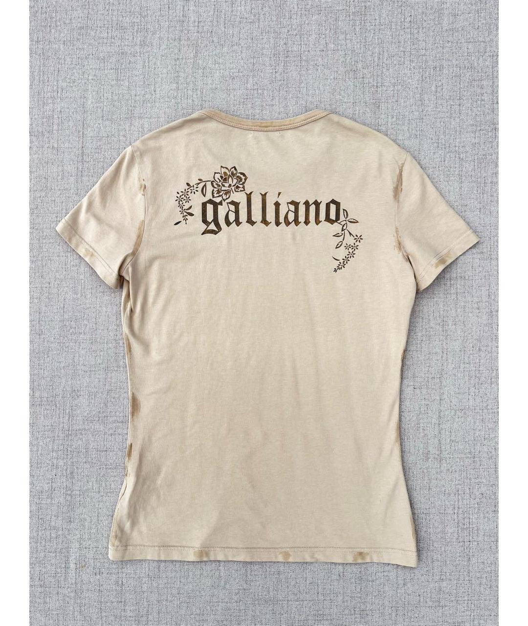 JOHN GALLIANO Бежевая хлопковая футболка, фото 2