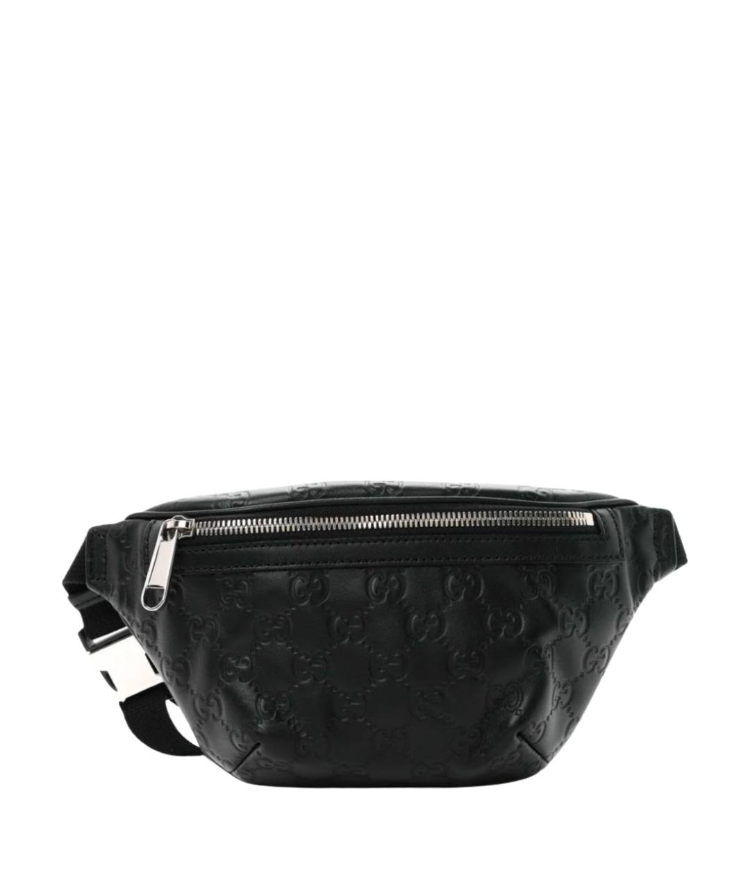 GUCCI Черная кожаная поясная сумка, фото 1