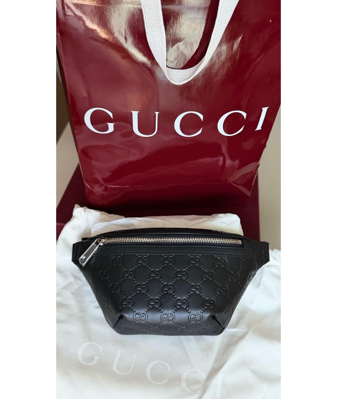 GUCCI Черная кожаная поясная сумка, фото 2