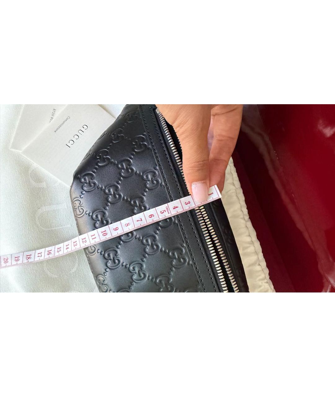 GUCCI Черная кожаная поясная сумка, фото 6
