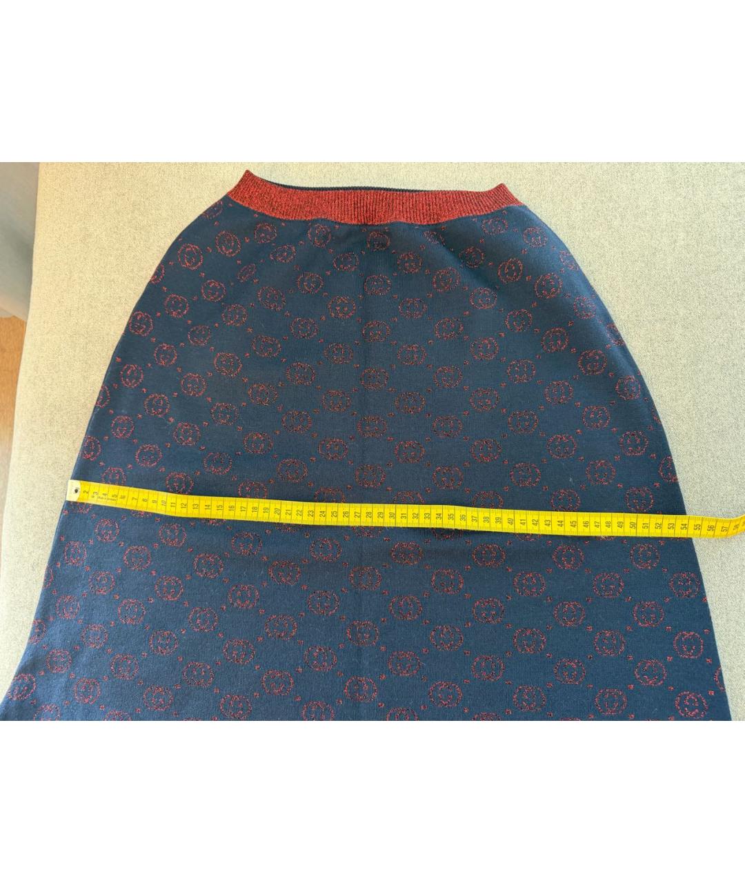 GUCCI Темно-синяя юбка миди, фото 6
