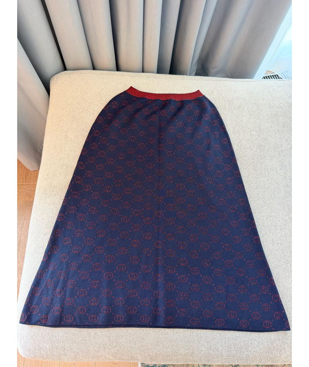 GUCCI Темно-синяя юбка миди, фото 8